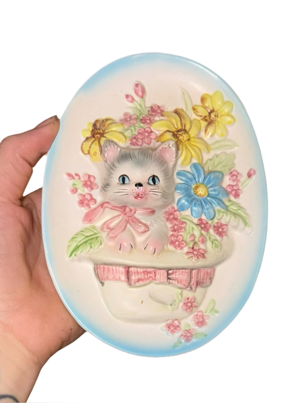 Vintage Lefton kitty wall hanging
